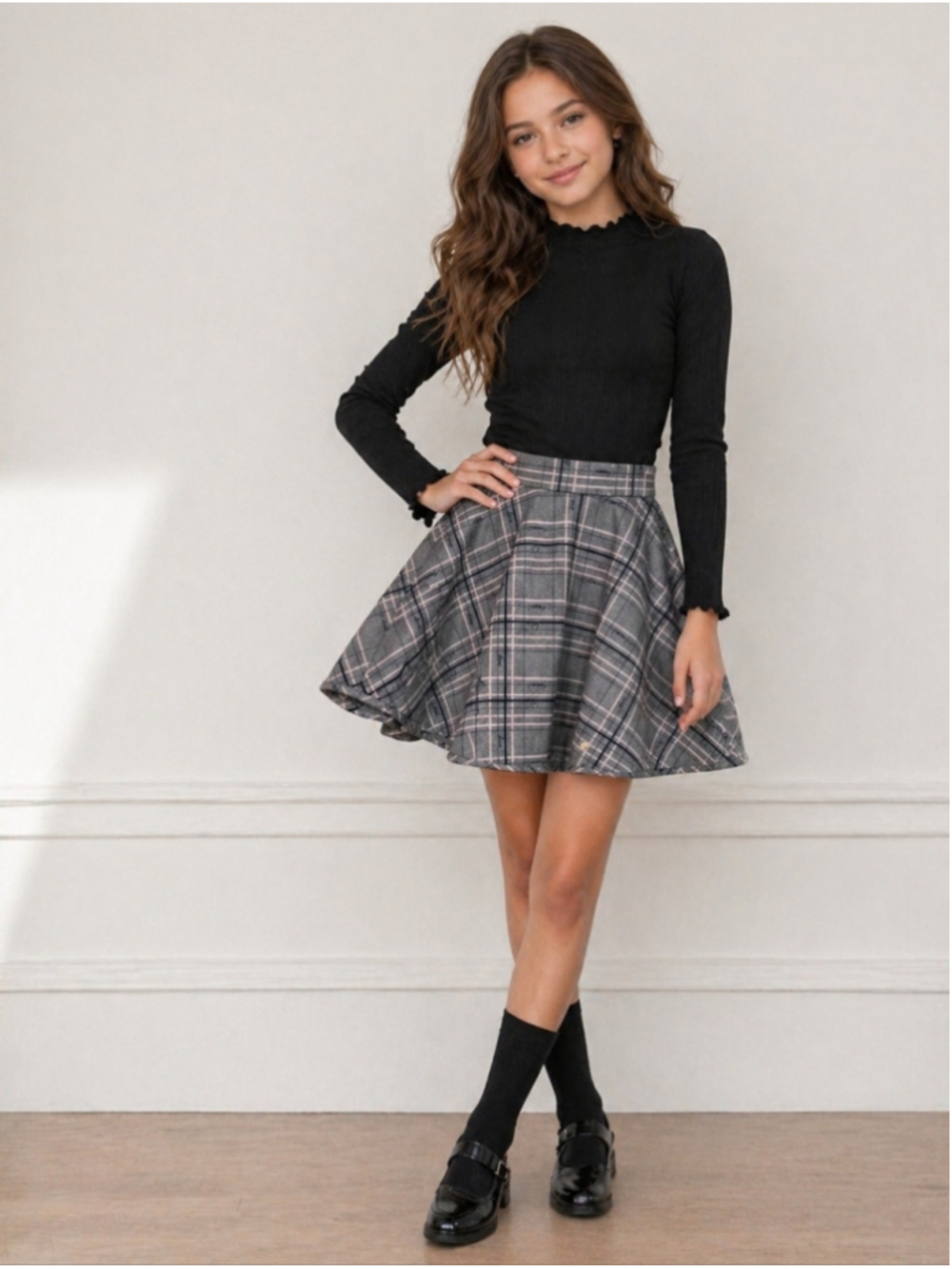 Armani Junior Plaid Skater Skirt (Girls 13A)